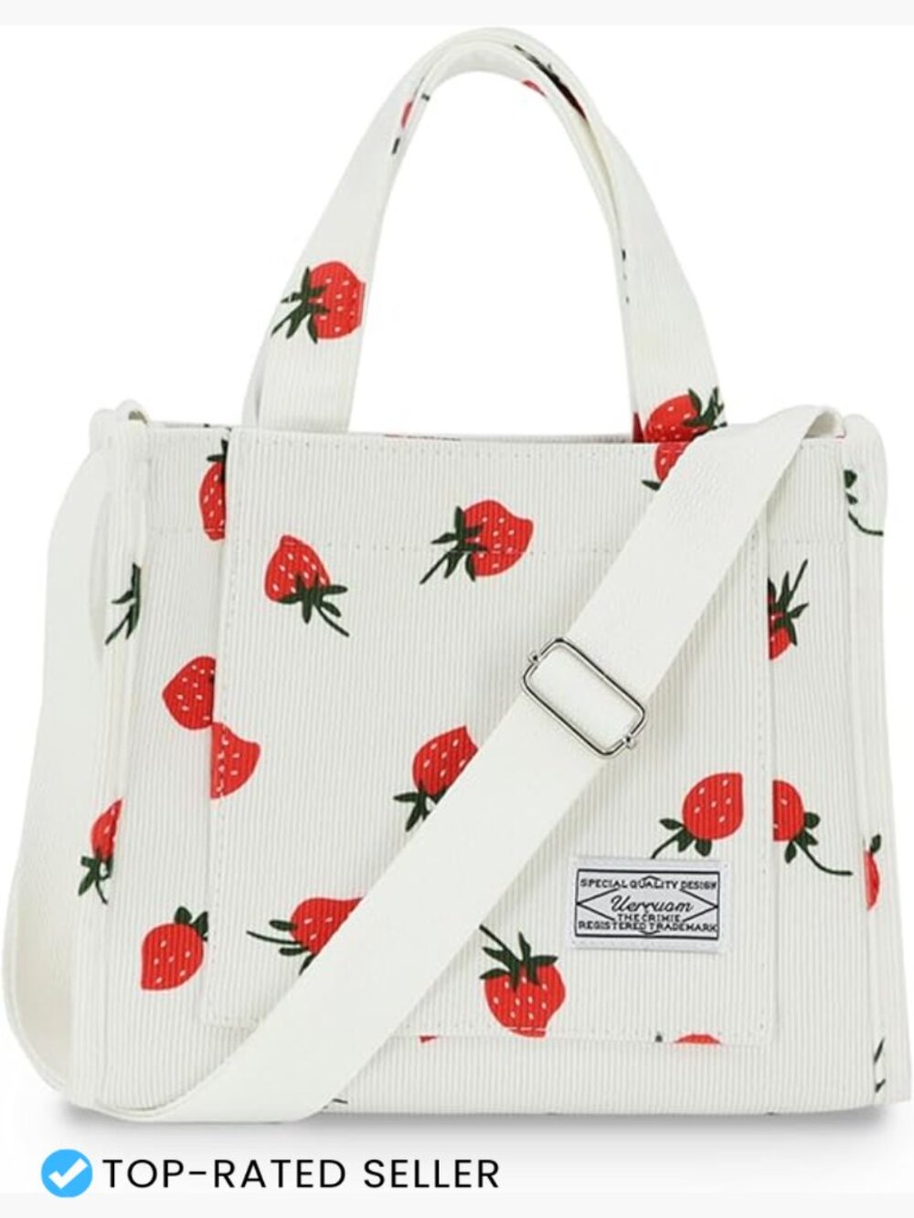 Corduroy Tote Bag with Compartments Large Work College Book Bag Crossbody